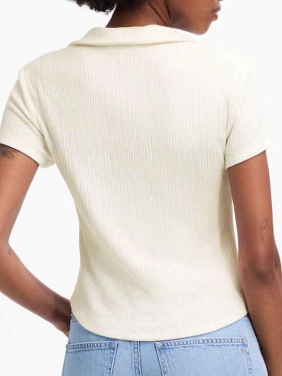 Madewell Ribbed V-Neck Polo Tee White - Picture 4 of 4